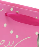 Pink "Happy Birthday" greeting card from UK Greetings featuring cheerful designs, perfect for celebrating special occasions.