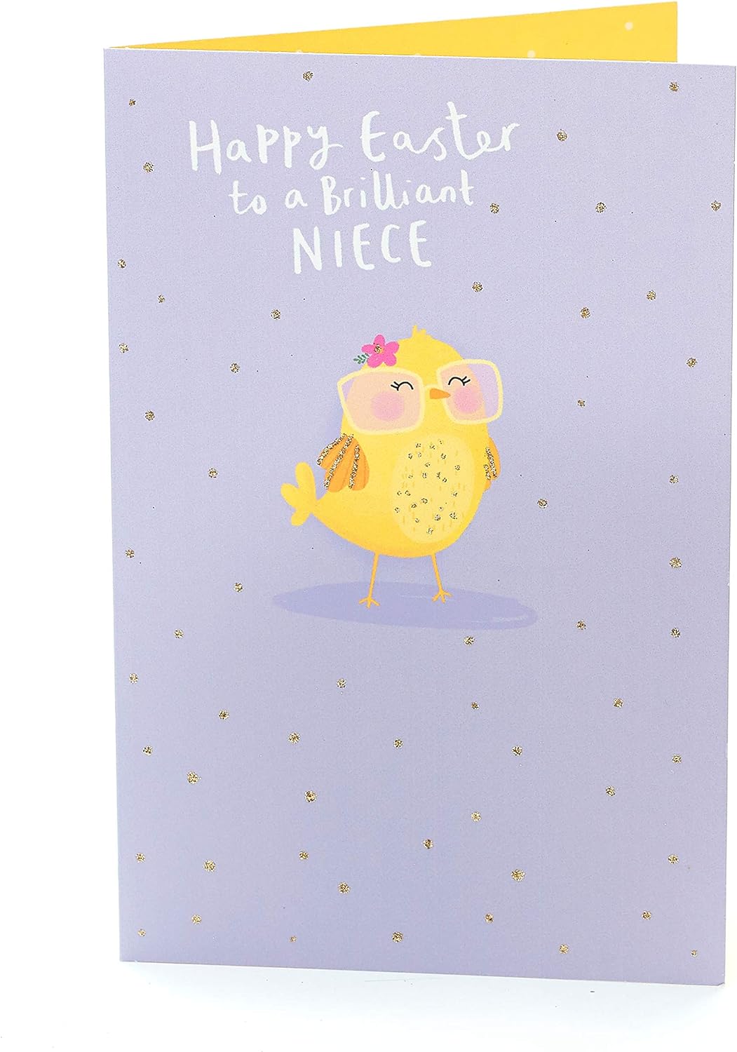 Colorful Chick Design Niece Easter Greeting Card with floral accents, perfect for celebrating Easter with a cheerful message.