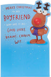 Funny reindeer Christmas greeting card for boyfriend, featuring holiday cheer and festive holiday design by UK Greetings.