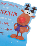 Funny reindeer Christmas greeting card for boyfriend, featuring holiday cheer and festive holiday design by UK Greetings.
