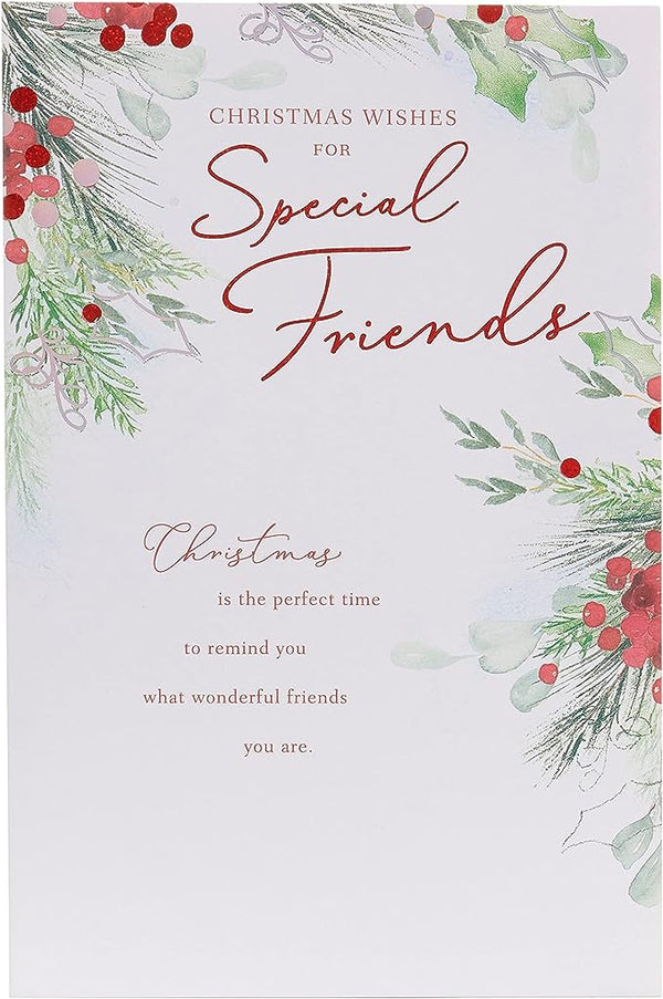 Christmas greeting card for a friend featuring mistletoe and festive verse, by UK Greetings.
