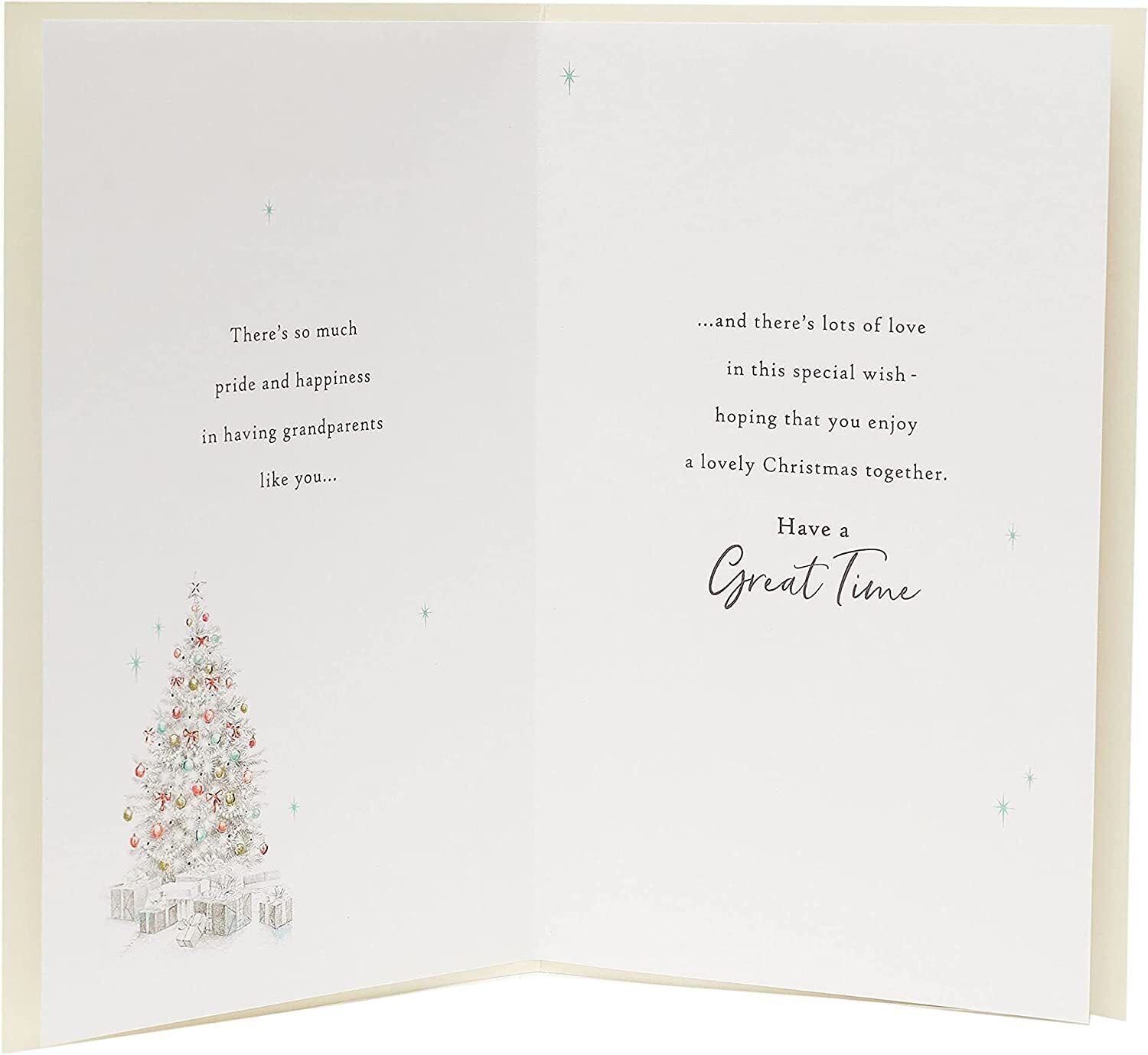 Elegant Christmas greeting card for grandparents with holiday wishes, featuring festive designs by UK Greetings.