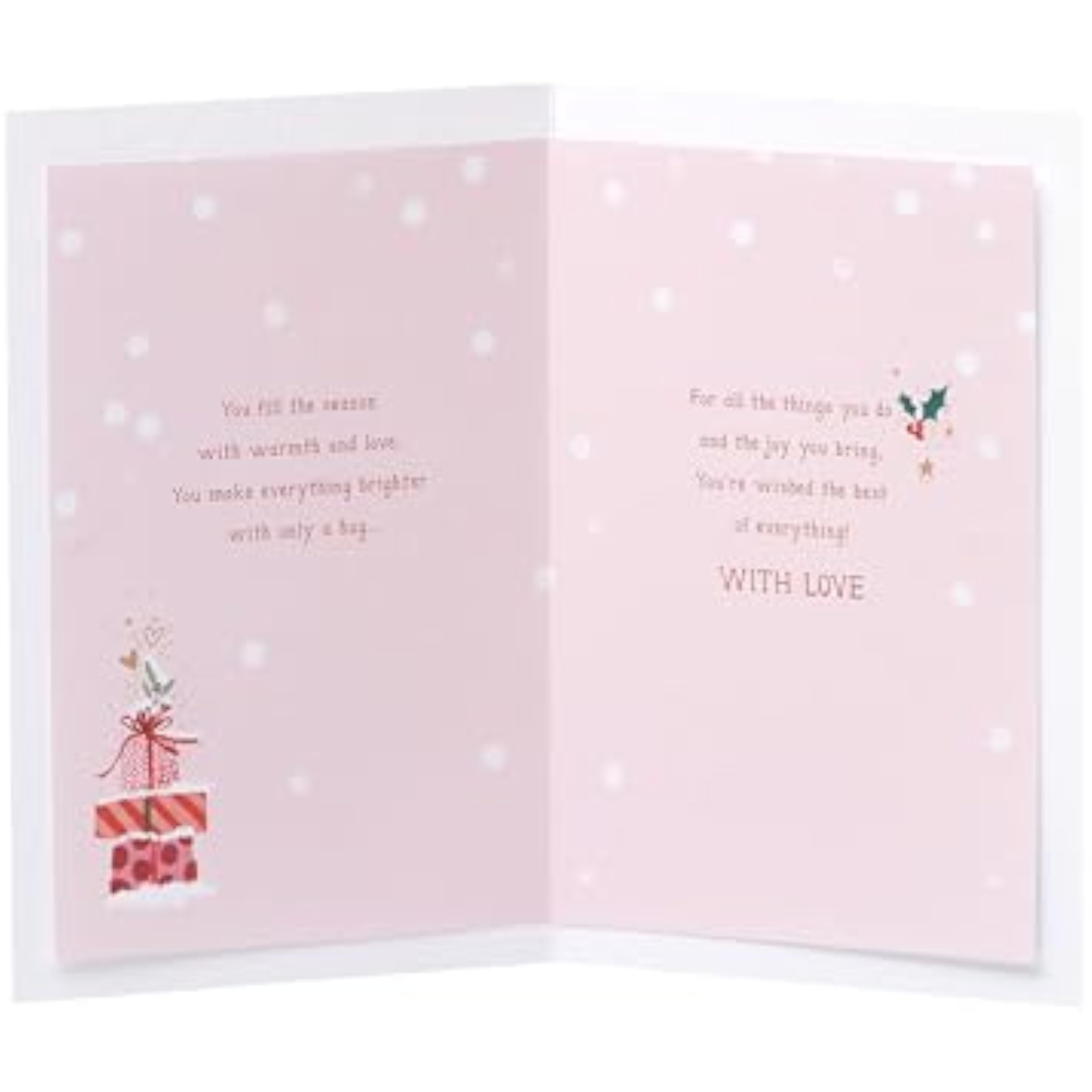 Christmas greeting card for mum featuring hanging ornaments with foil design, from UK Greetings, decorated with festive holiday imagery.