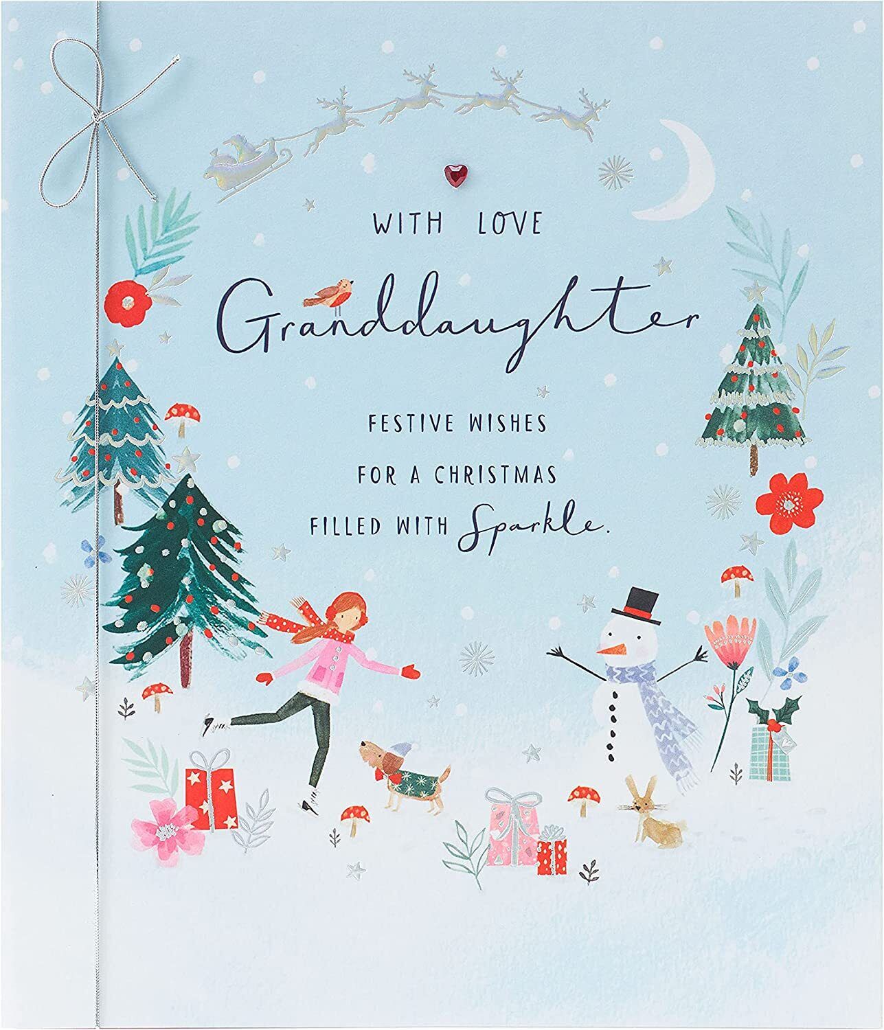 Festive Christmas Icons Granddaughter greeting card featuring holiday symbols and love, by UK Greetings.