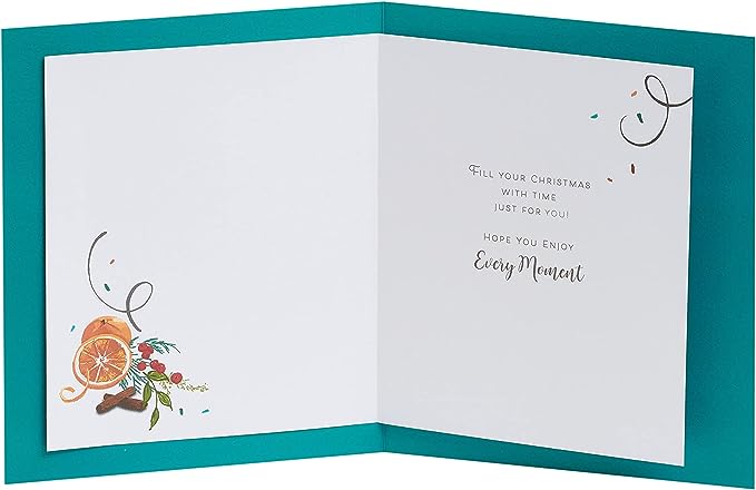Silver foil finished Christmas greeting card for Uncle, UK Greetings, featuring festive holiday design on the front.