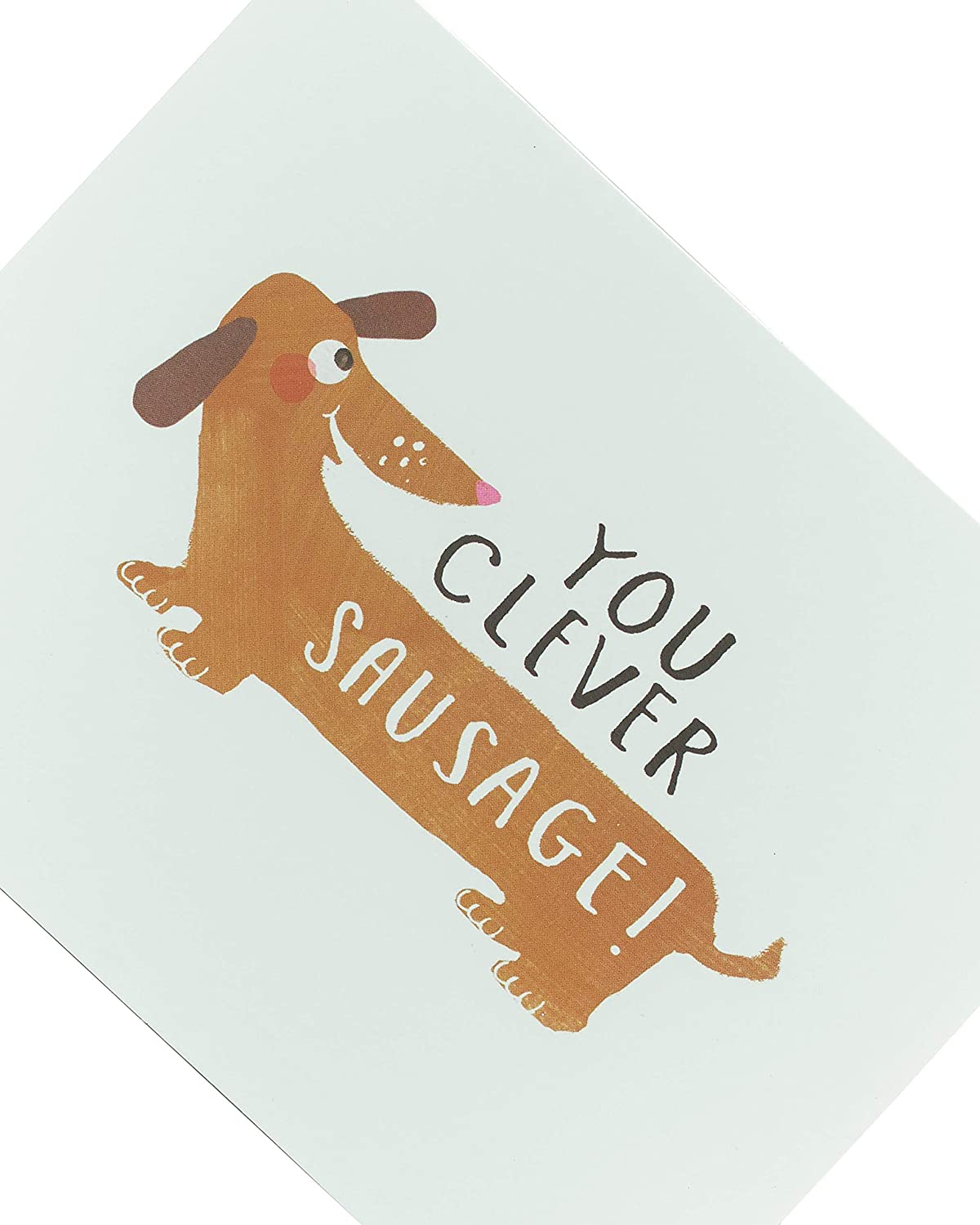 Clever Sausage Congrats Card from UK Greetings featuring a humorous illustration and "Well Done You!" message for celebrating success.