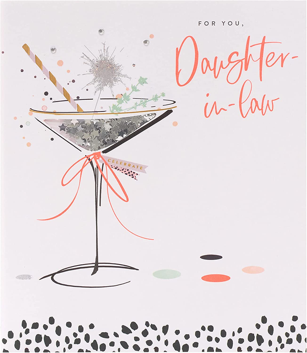 Colorful Neon Lustre Daughter-In-Law Birthday Card by UK Greetings featuring vibrant design and celebratory message.