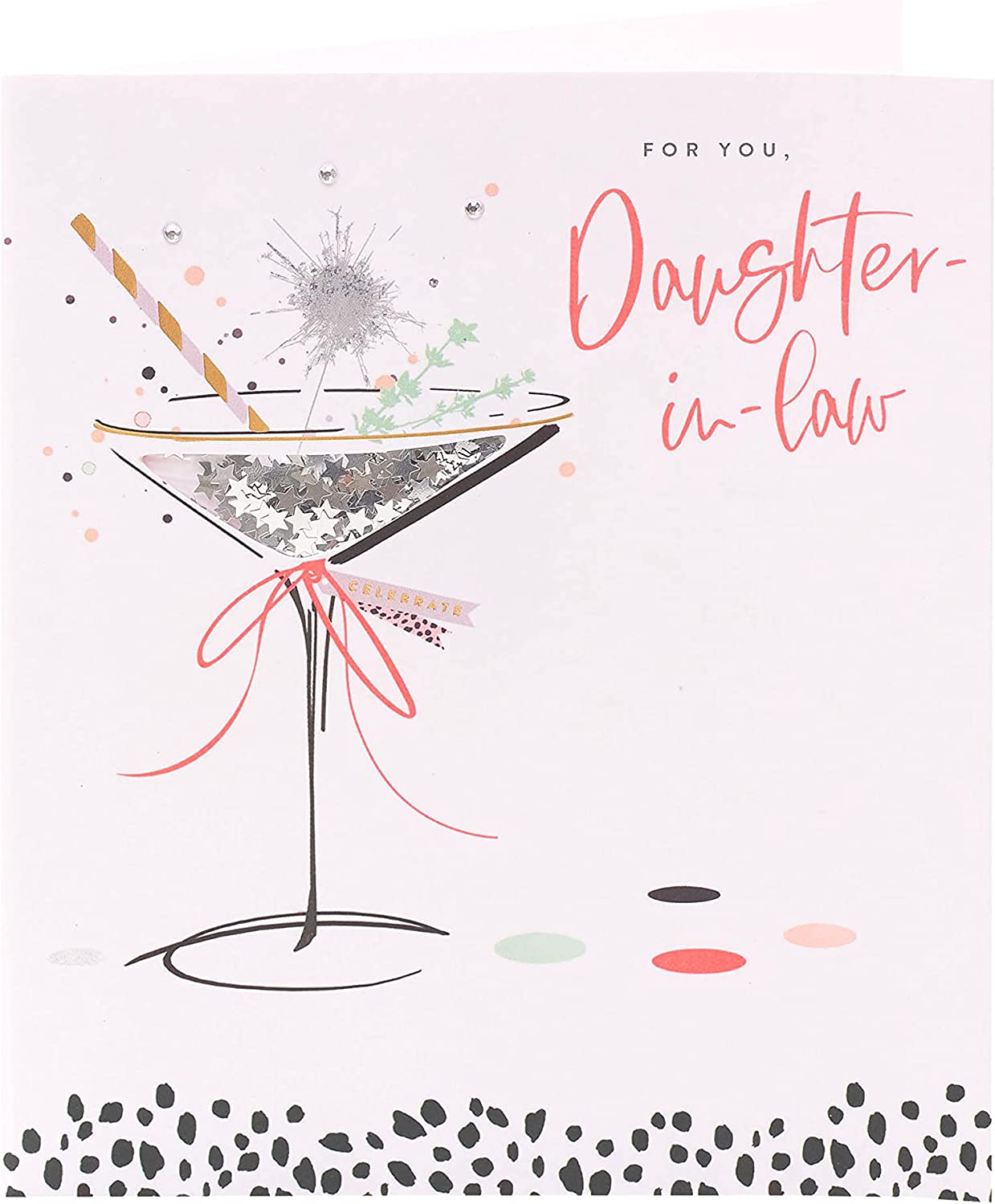Colorful cocktail neon birthday greeting card for daughter-in-law, featuring vibrant designs and celebratory messages.