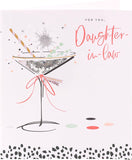 Colorful cocktail neon birthday greeting card for daughter-in-law, featuring vibrant designs and celebratory messages.