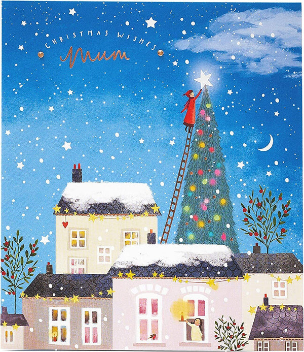 Contemporary Mum Christmas greeting card with festive holiday scene and modern design by UK Greetings.