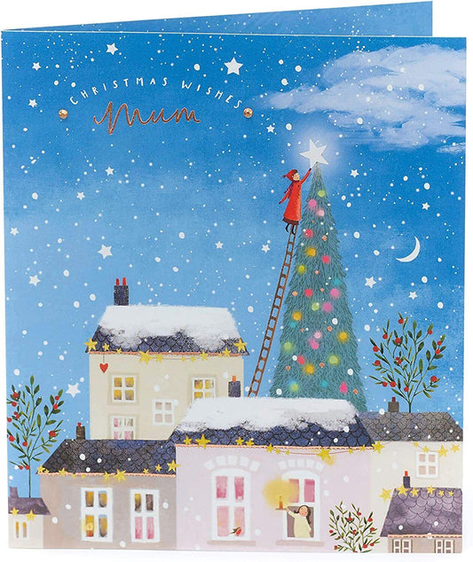 Contemporary Mum Christmas greeting card with festive holiday scene and modern design by UK Greetings.