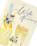 Contemporary Wife Bliss anniversary greeting card from UK Greetings with floral design and heartfelt message inside.