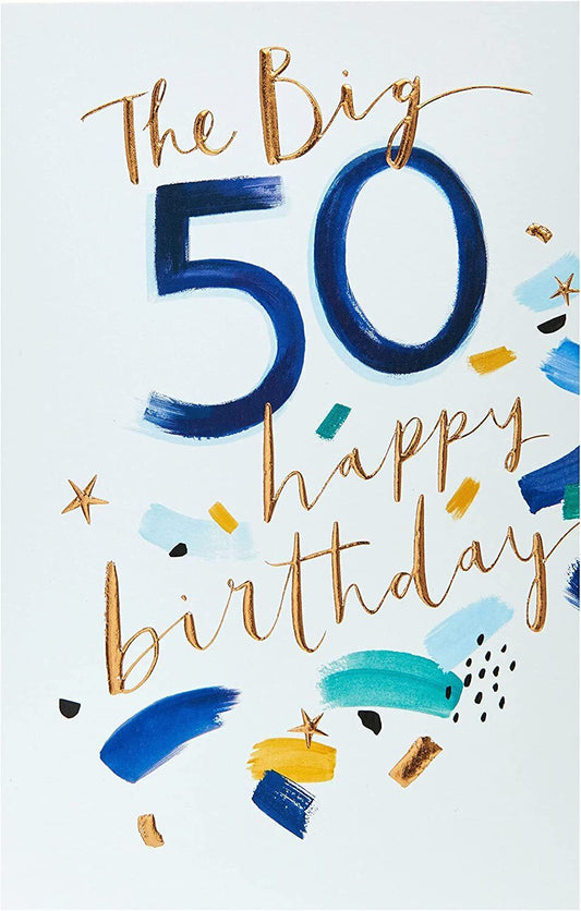 Copper Foil Glam 50th Birthday greeting card with elegant design and shiny copper foil accents from UK Greetings.