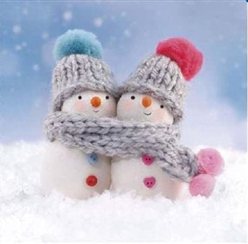 Cute couple snowman Christmas greeting card by UK Greetings featuring hugging snowmen design for holiday cheer.