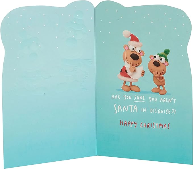 Festive Christmas greeting card featuring wacky bears from UK Greetings Crackers Christmas Grandad collection.
