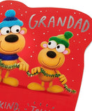 Festive Crackers Christmas Grandad greeting card by UK Greetings featuring fun, wacky bear illustrations for the holiday season.
