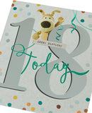 Cute 18th Boofle birthday greeting card featuring adorable cartoon character, perfect for celebrating special occasions.