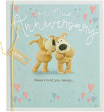Cute Boofle anniversary couple greeting card from UK Greetings featuring adorable cartoon rabbits and romantic design.