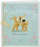 Cute Boofle anniversary greeting card featuring a lovable bear couple by UK Greetings, perfect for celebrating special occasions.