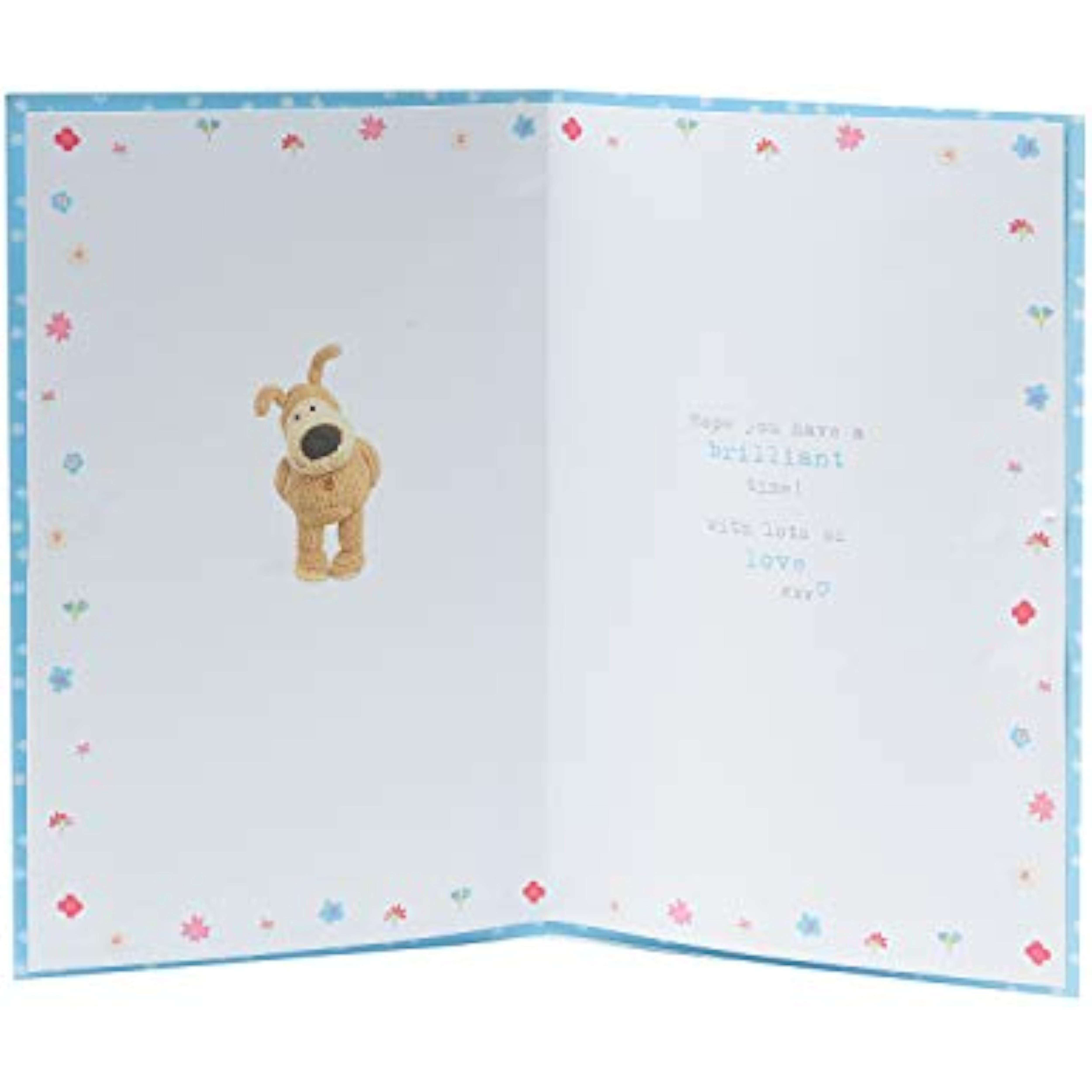 Cute Boofle birthday greeting card from UK Greetings featuring a colorful design with a cheerful illustration of Boofle.
