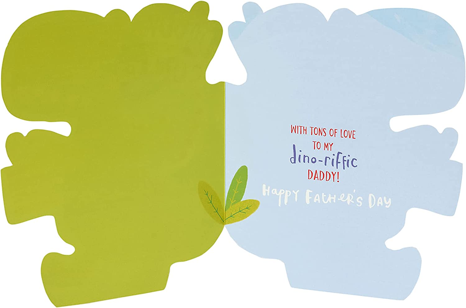 Cute dinosaur greeting card for Father's Day from son, featuring colorful dinosaur illustrations and heartfelt message.