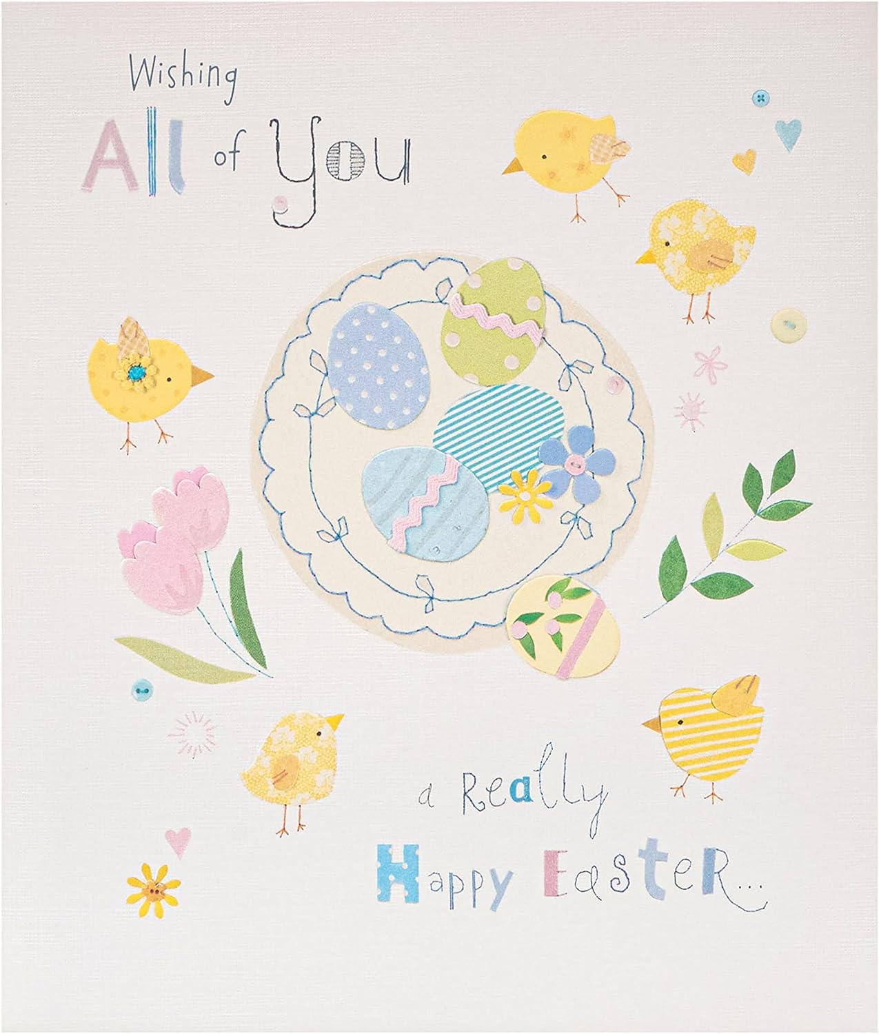 Cute Easter greeting card featuring colorful floral design and cheerful message, perfect for celebrating Easter from UK Greetings.