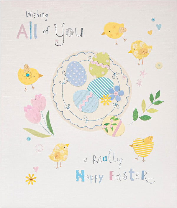Cute Easter greeting card featuring colorful floral design and cheerful message, perfect for celebrating Easter from UK Greetings.