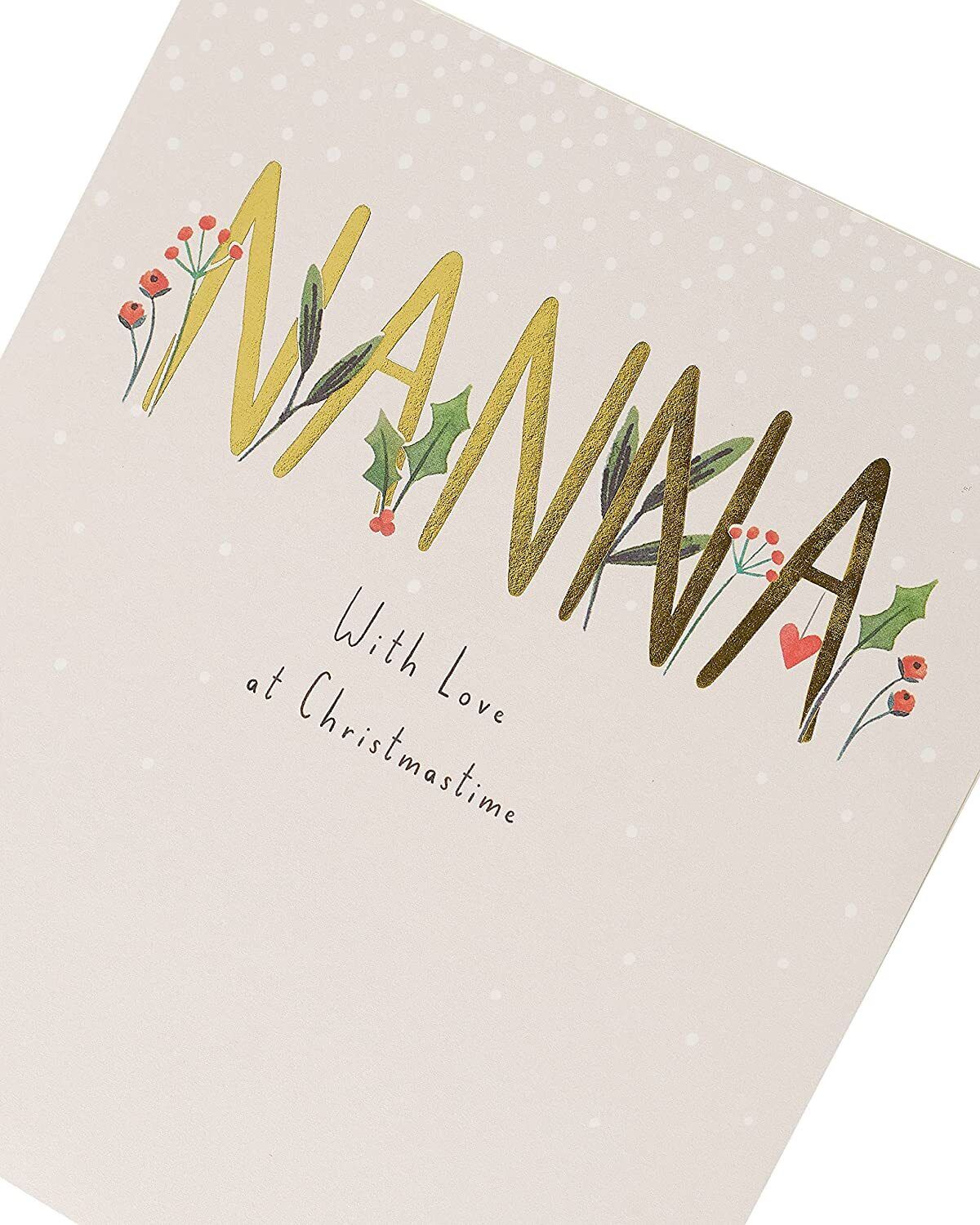 Cute Nanna Christmas greeting card by UK Greetings featuring an adorable holiday design with festive, heartwarming illustrations.