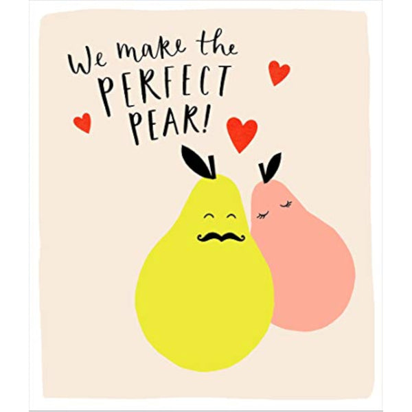 Cute Perfect Pear Joke Valentine's Day greeting card from UK Greetings featuring a charming pear illustration and playful message.