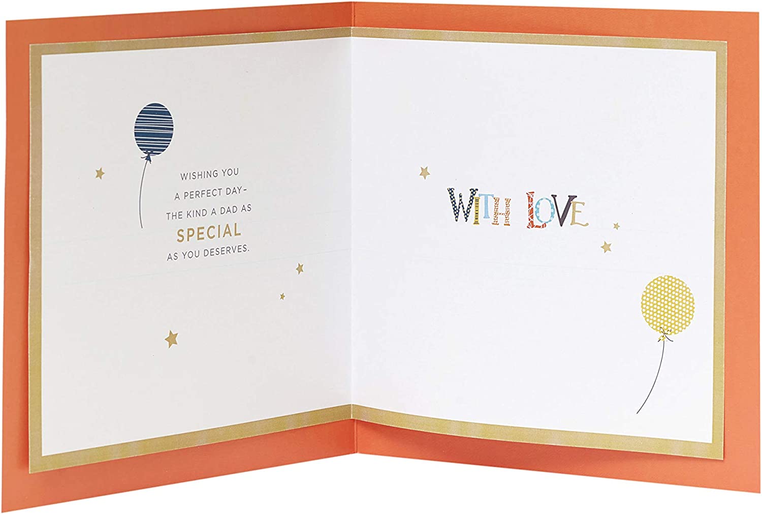 Dad birthday greeting card featuring colorful balloons and gold foil shine design by UK Greetings.