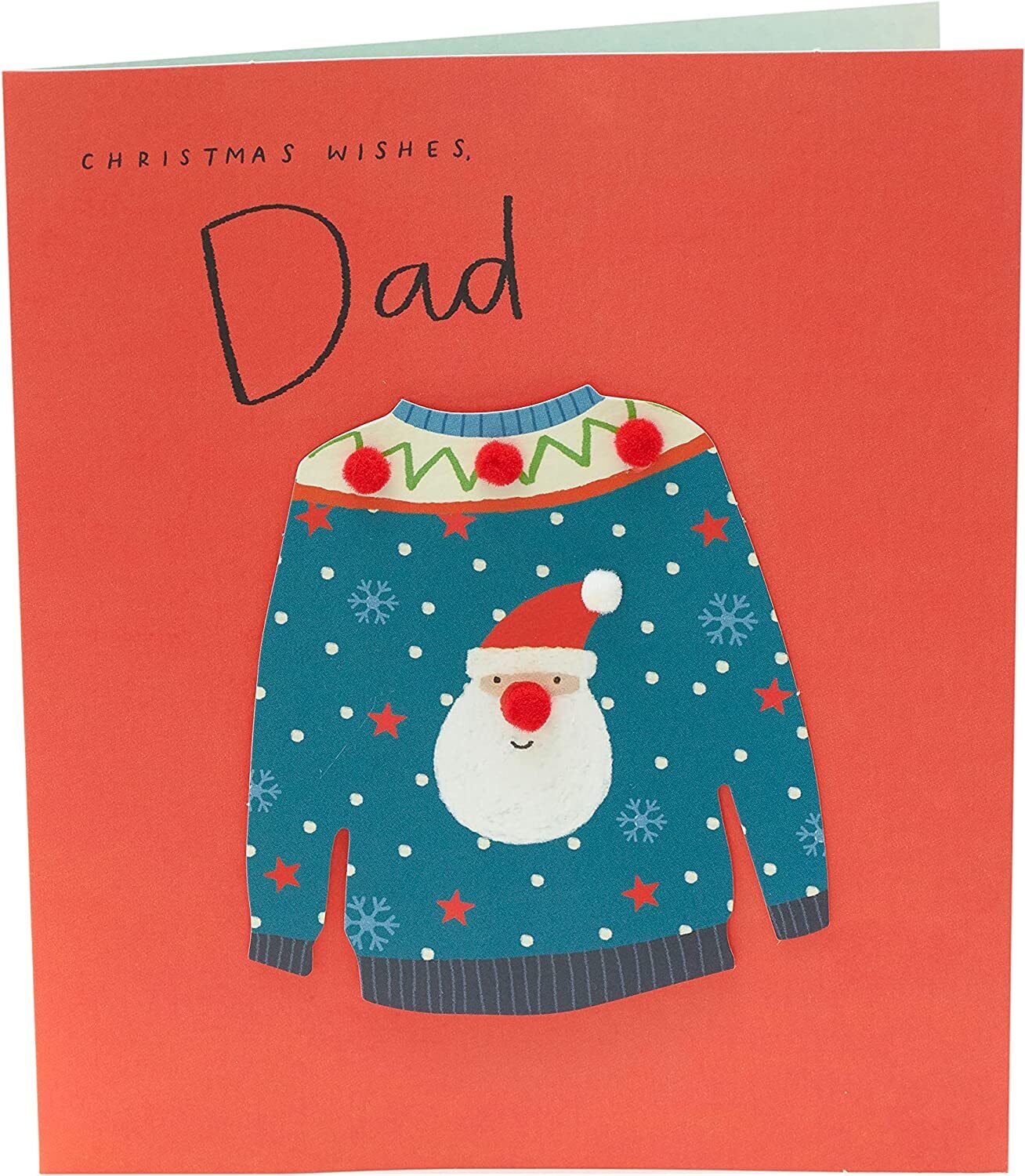 UK Greetings Christmas card featuring a festive dad jumper design with holiday charm and warm wishes for Christmas.