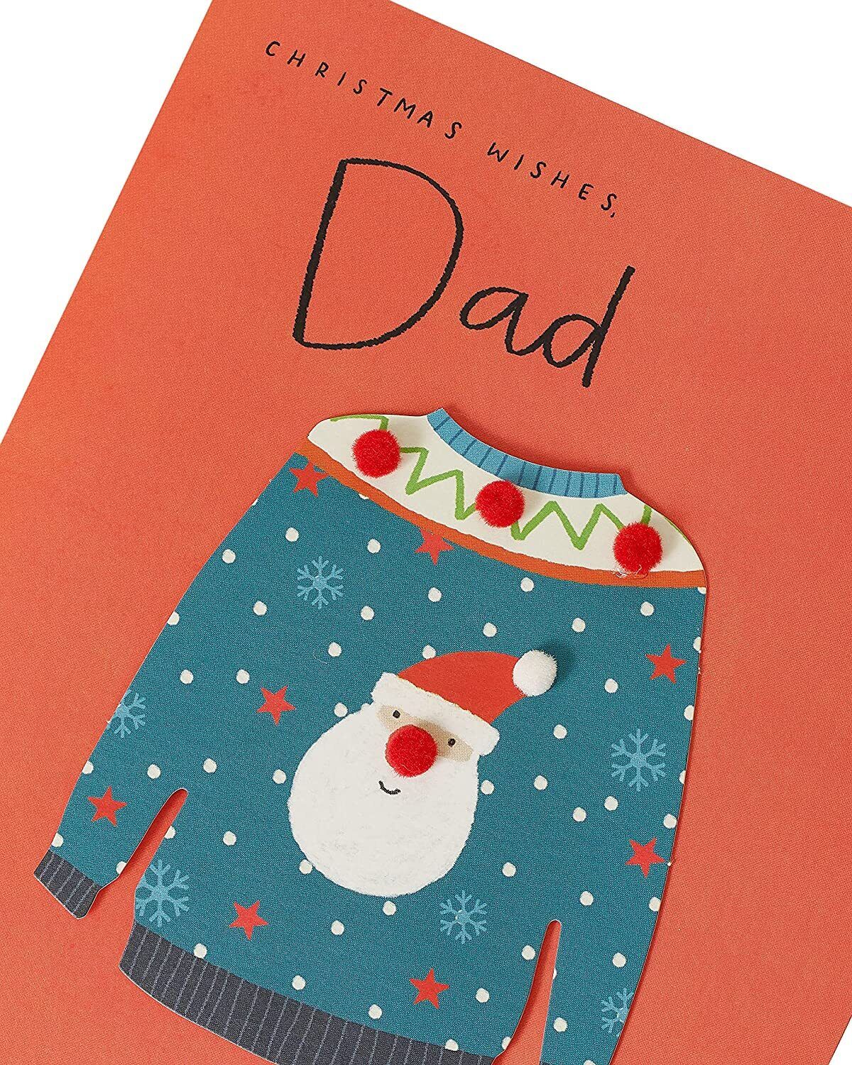 UK Greetings Dad Christmas Jumper greeting card featuring festive design and warm holiday wishes.
