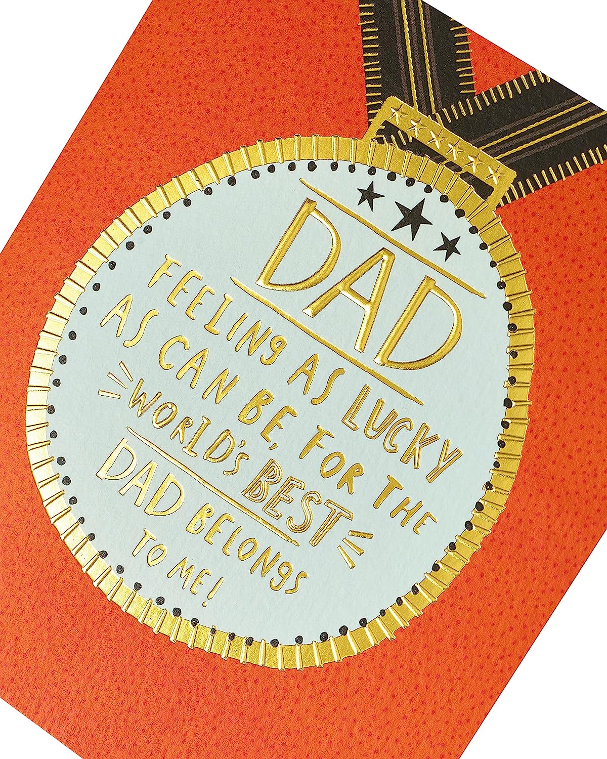 Gold Dad Father's Day greeting card by UK Greetings, featuring a medal design and heartfelt message for dads.