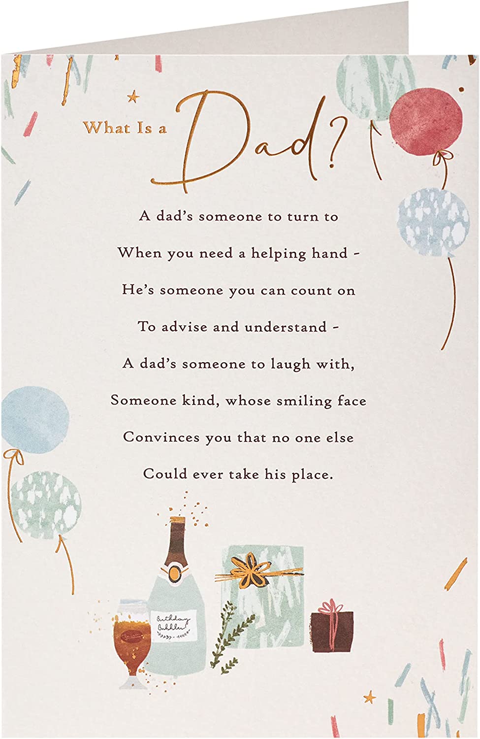 Sentimental birthday greeting card for dad featuring a heartfelt poem, UK Greetings brand, with a decorative design.