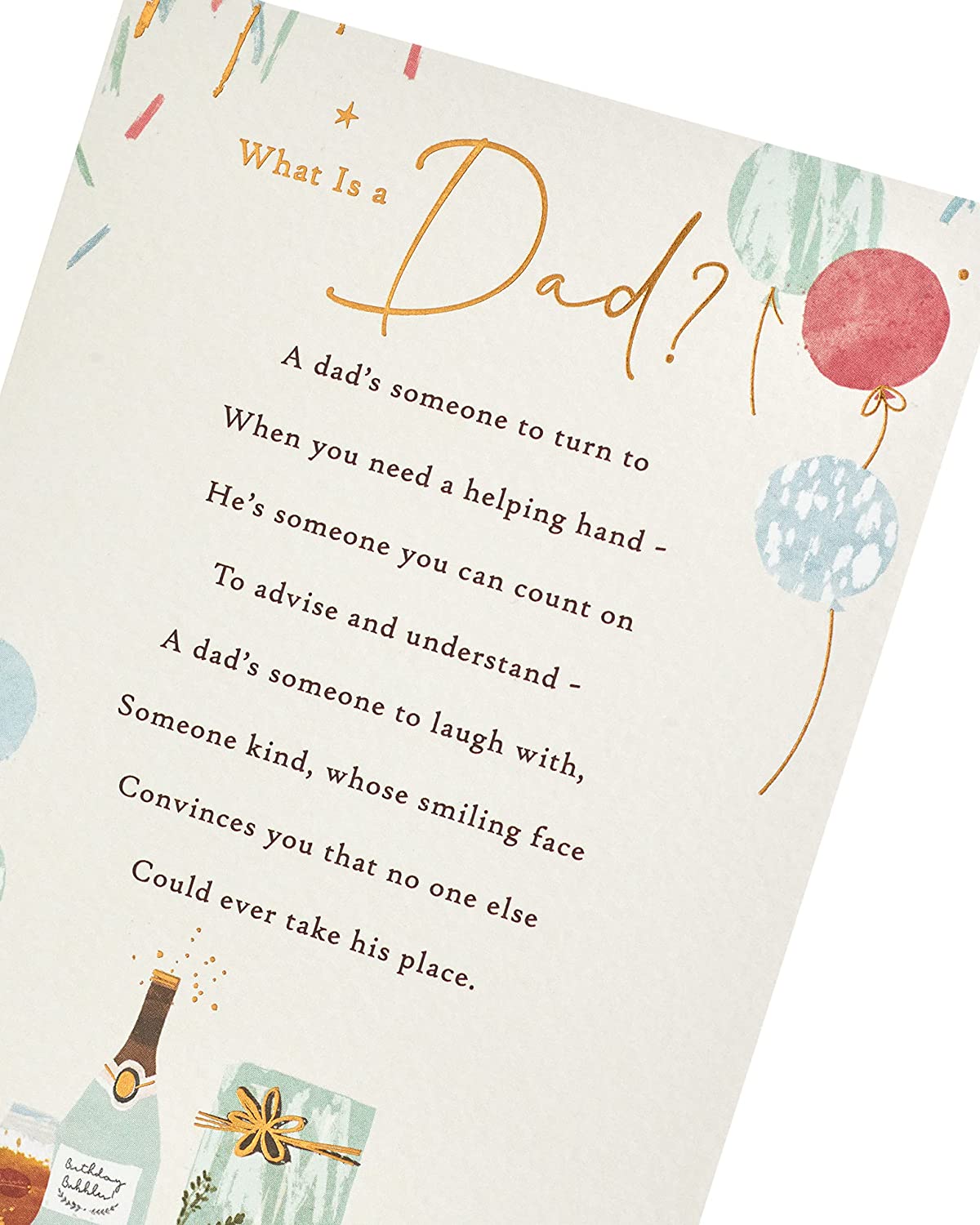 Sentimental Dad birthday greeting card with heartfelt poem from UK Greetings, featuring a decorative design on the front.