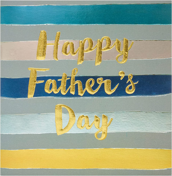 Dad Stripey Text Father's Day Card from UK Greetings, featuring a colorful striped design and heartfelt message.