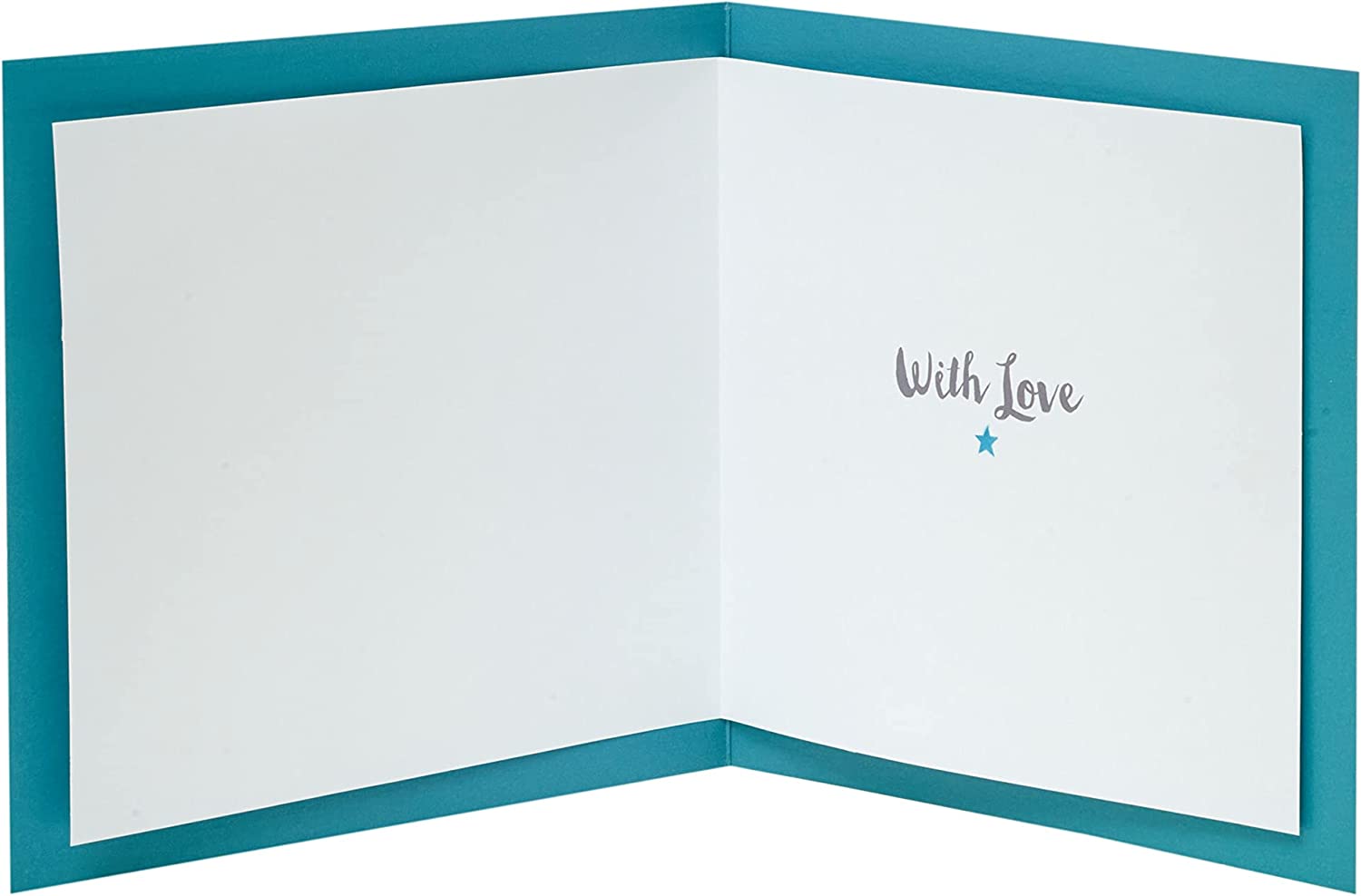 Father's Day greeting card with blue and white stripe design from UK Greetings, featuring a cheerful "Dad" message inside.