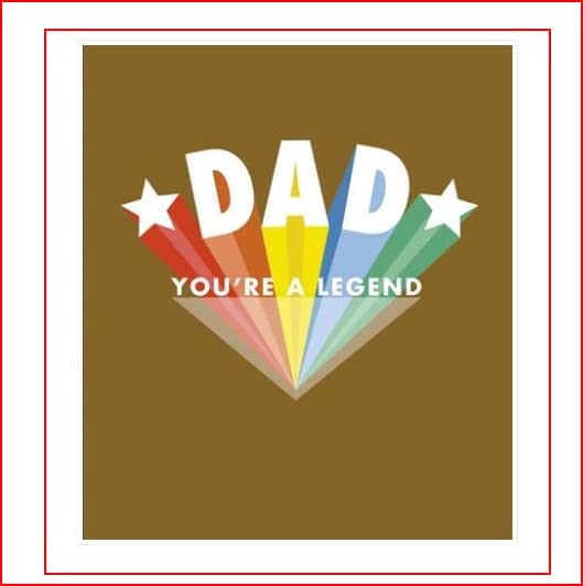 Father's Day greeting card from UK Greetings featuring a humorous "Dad You're a Legend" design.
