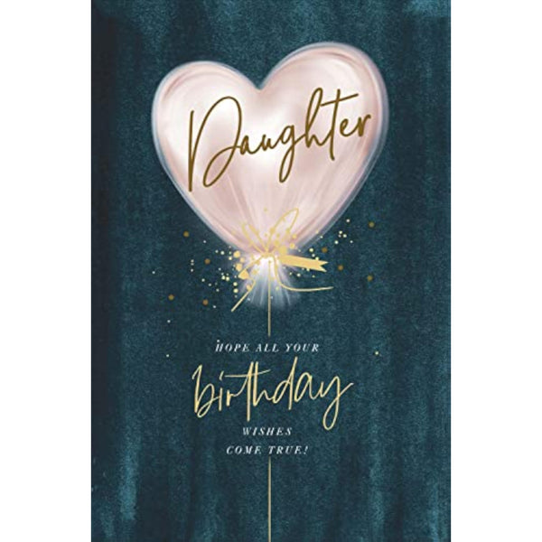Contemporary daughter birthday greeting card with pink balloon design from UK Greetings, featuring cheerful and modern artwork.