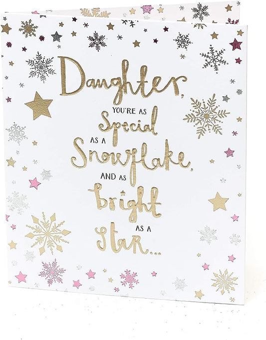 Daughter Christmas greeting card with sparkling silver foil holiday wishes, featuring festive holiday design from UK Greetings.