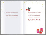 Traditional foiled design daughter and son-in-law Christmas greeting card by UK Greetings, featuring festive holiday artwork.
