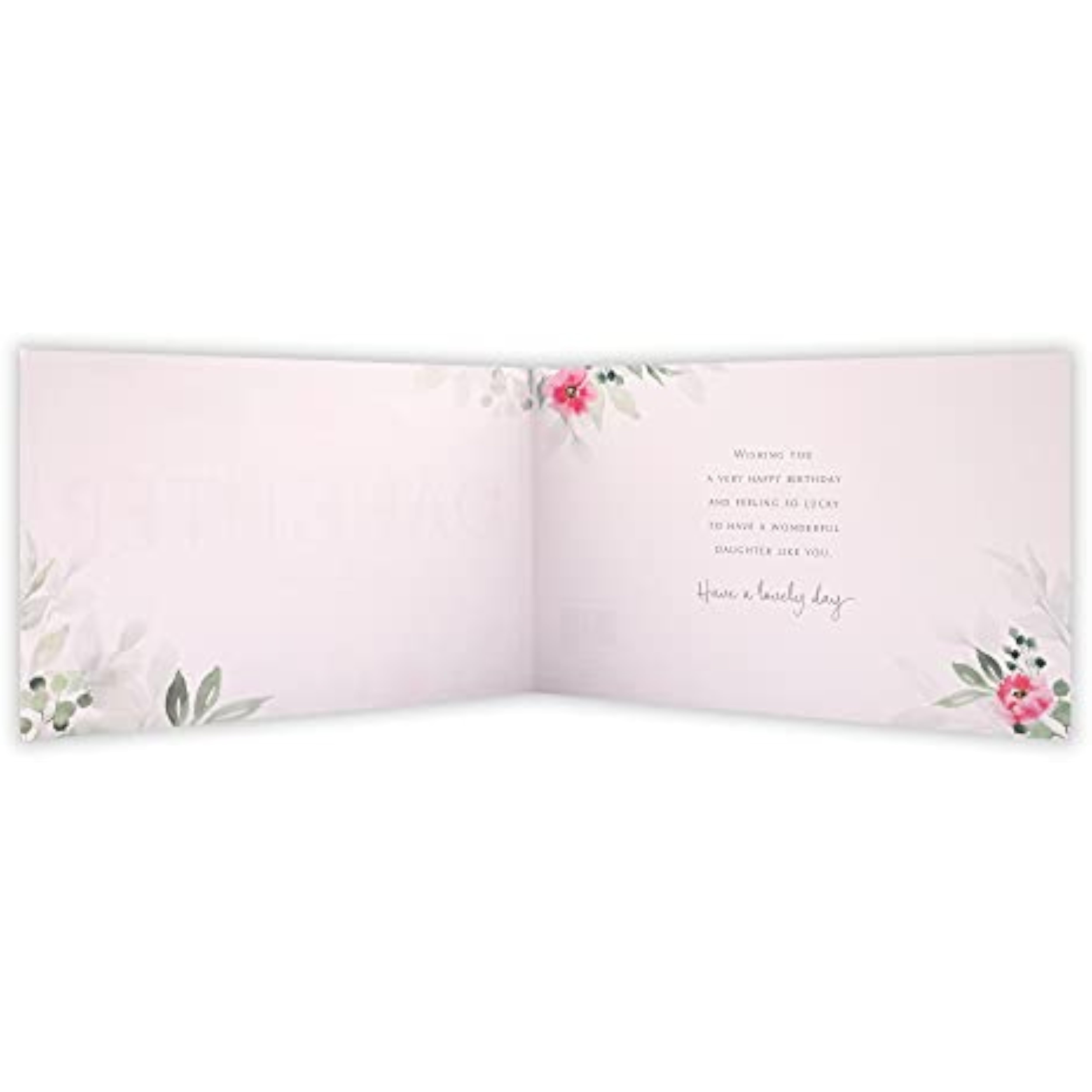 Daughter with Love flower birthday greeting card from UK Greetings, featuring colorful floral design and heartfelt message inside.