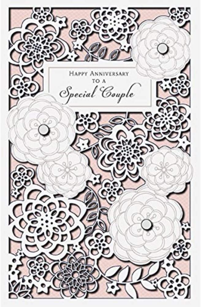 Die-cut pearls anniversary greeting card featuring a luxurious design for couples, by UK Greetings.