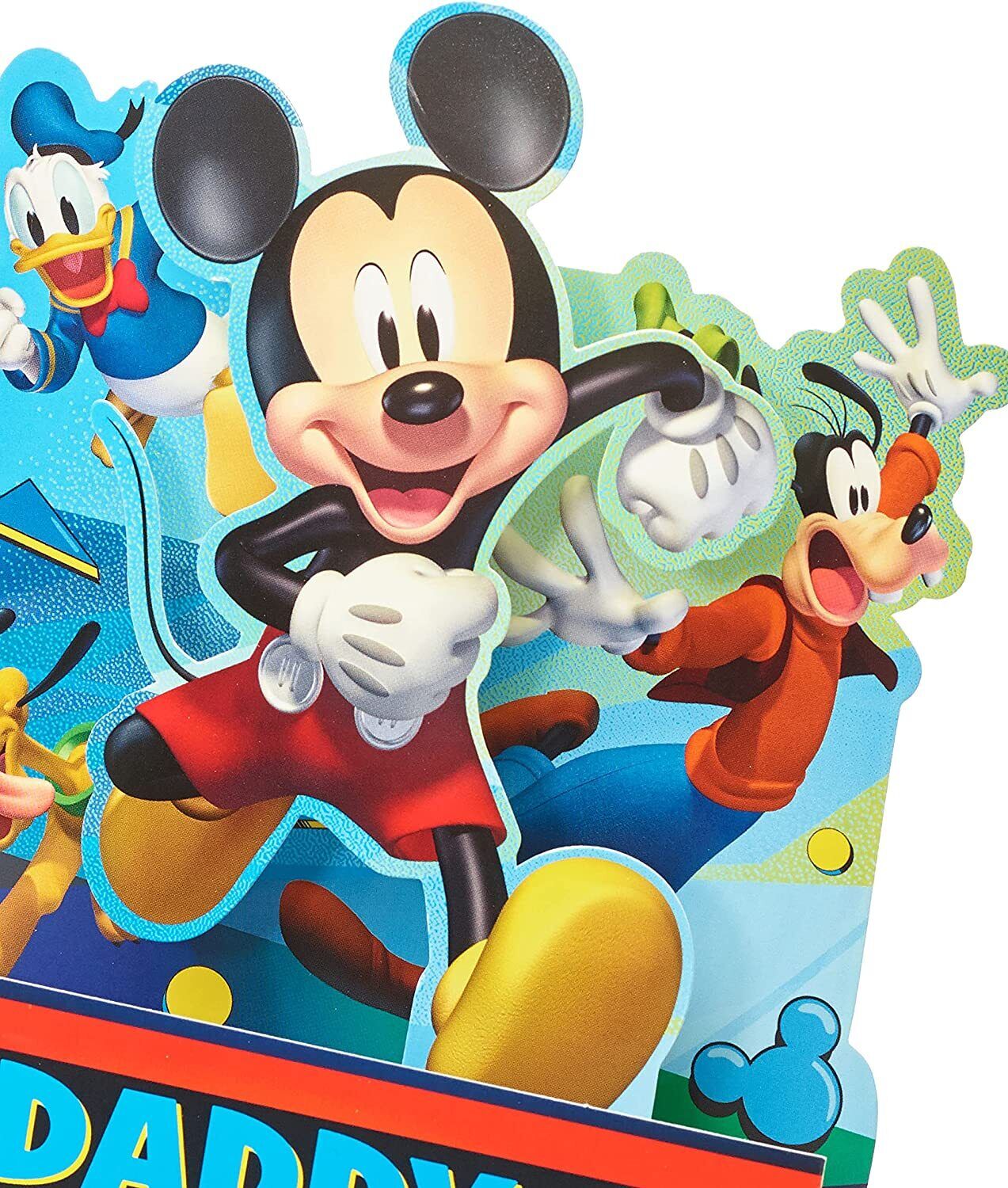 Disney 3D Pop Up Mickey Mouse birthday greeting card by UK Greetings, featuring a colorful Mickey Mouse design for celebrations.
