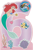 Disney Ariel birthday greeting card by UK Greetings featuring an illustration of Ariel from The Little Mermaid for a 6th birthday celebration.