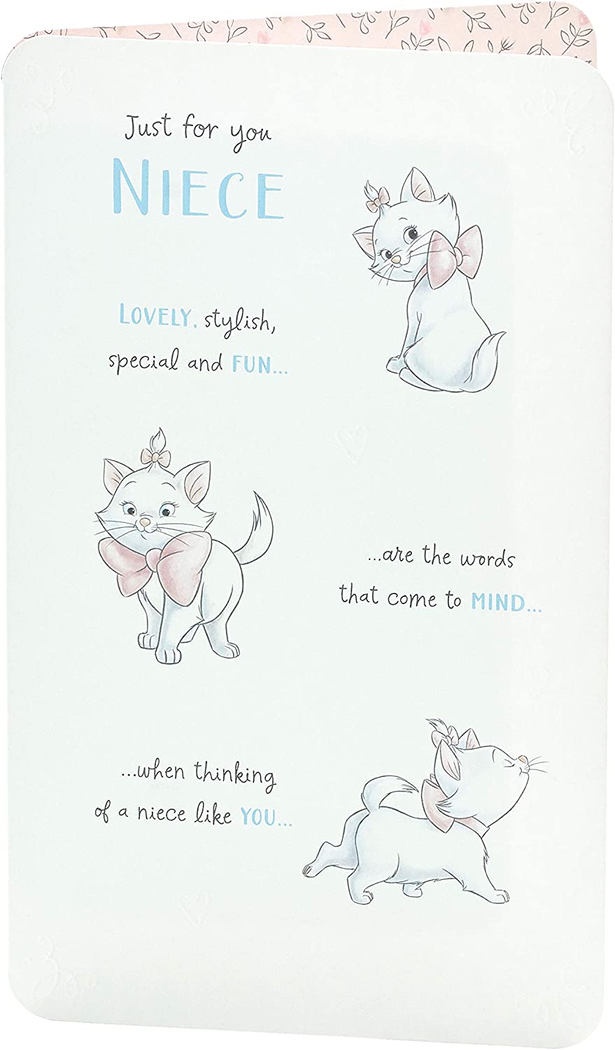Disney Aristocats Marie birthday greeting card featuring a cute illustration of Marie from the Aristocats for nieces.