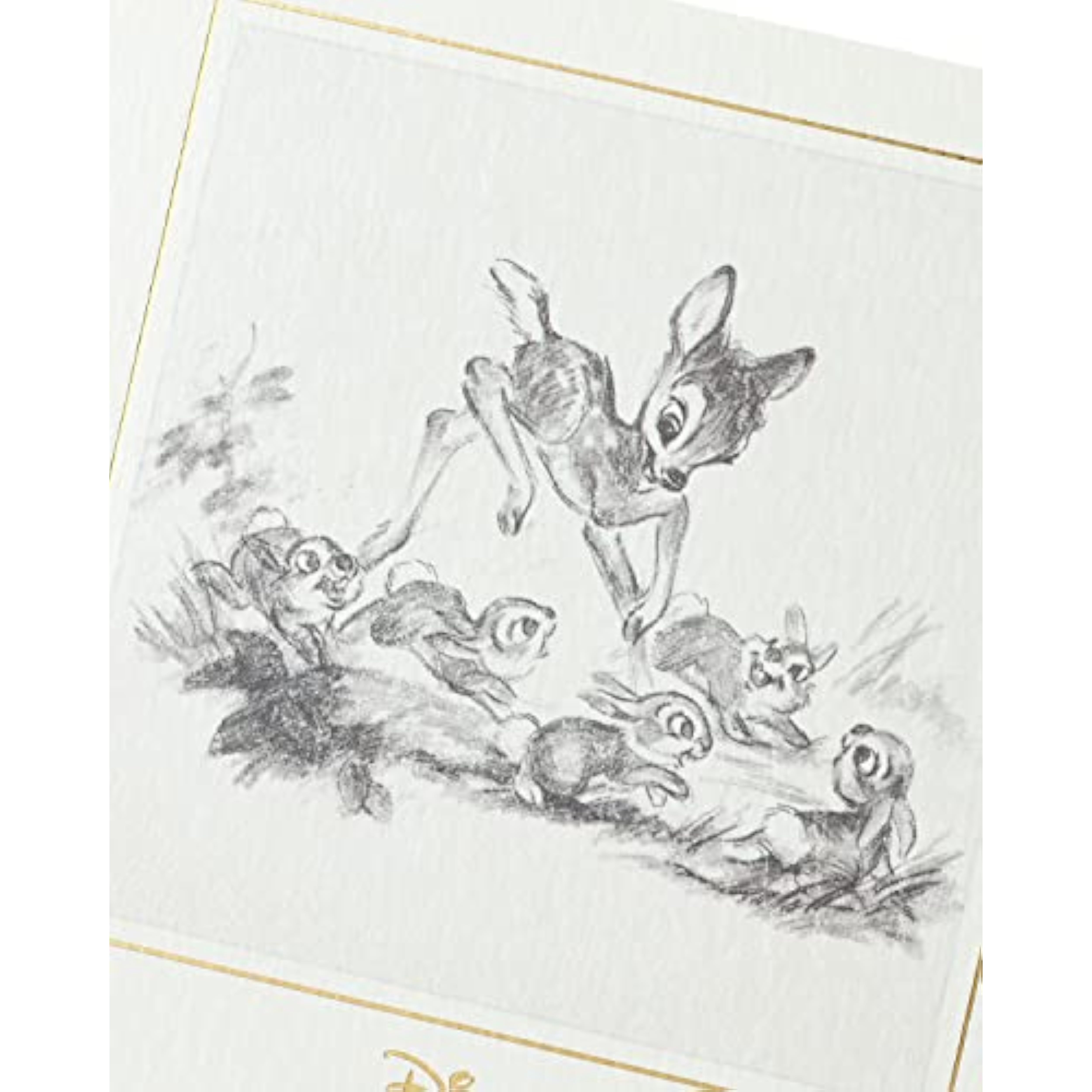 Disney Bambi original sketch birthday greeting card by UK Greetings featuring Bambi illustration on blank background.