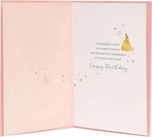 Disney Cinderella granddaughter greeting card from UK Greetings featuring a charming Disney princess design and elegant artwork.