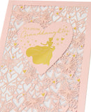Disney Cinderella granddaughter greeting card by UK Greetings featuring a colorful illustration of Cinderella in a magical scene.