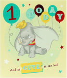 Disney Dumbo birthday greeting card by UK Greetings featuring Dumbo the elephant with colorful birthday-themed design.